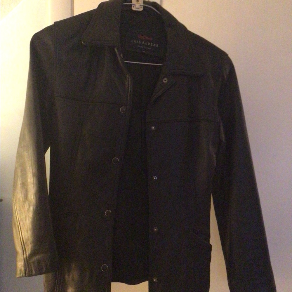 Woman’s black leather jacket